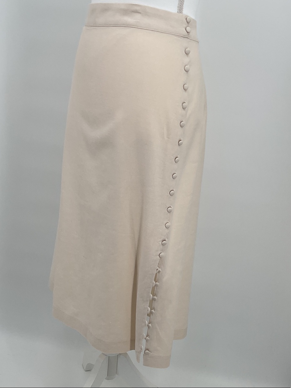 Madewell Button Slit Midi Skirt Pearl Ivory Linen Blend Size 12